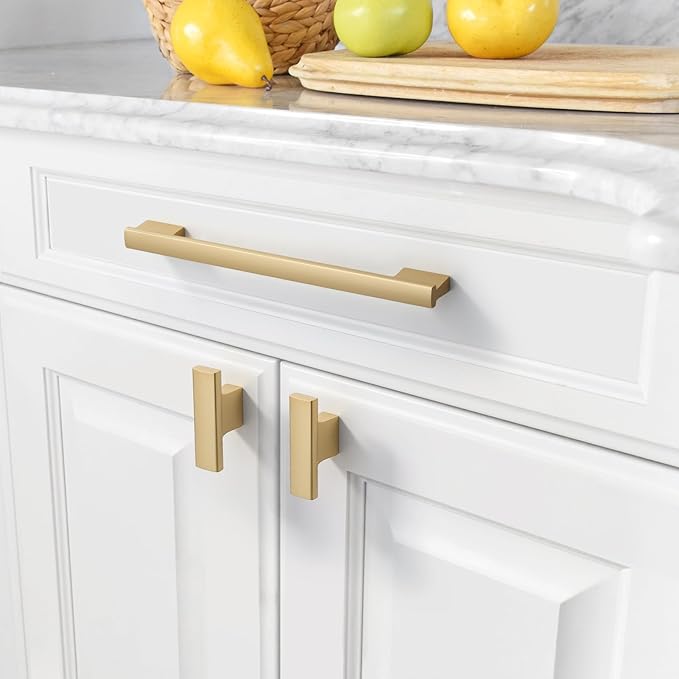 Asidrama 10 Pack 7 Inch(177mm) Brushed Gold Cabinet pulls Kitchen Cabinet Handles, Cabinet Pulls Gold Kitchen Cabinet Hardware for Cupboard Drawer Pulls