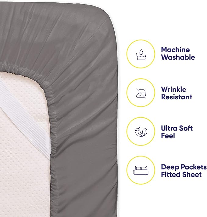Bed Sheets Queen Size Grey - 6 Piece 1500 Supreme Collection Fine Brushed Microfiber Deep Pocket Queen Sheet Set Bedding - 2 EXTRA PILLOW CASES, GREAT VALUE - Queen, Gray
