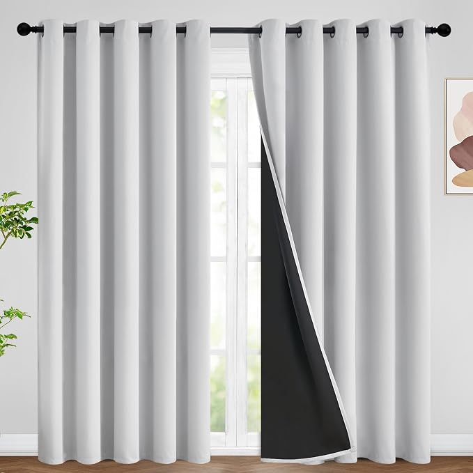 SimpleHome White 100% Blackout Curtains Room Darkening Living Room 84 Inch | by SimpleHome