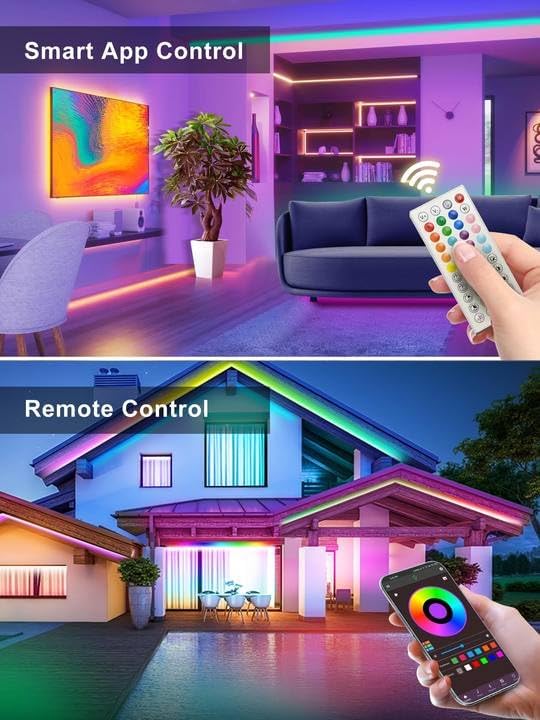 48ft RGB LED Neon Rope Lights with App, Remote Control, IP65 Waterproof Neon Light Strip Outdoor Indoor, DIY Design Flexible Led Strip Lights for Bedroom Essentials, Gaming Accessories