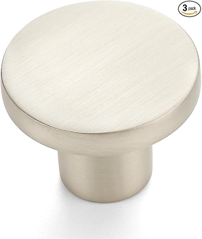 Ravinte 3 Pack Cabinet Knobs Brushed Nickel Kitchen Cabinet Knobs Round Dresser Drawer Pulls Closet Door Pulls 1-1/5 Inch