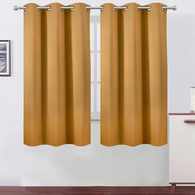 Blackout Curtains 42 x 63 inch/Mustard YellowCurtains Set of 2 Panels/Thermal by Lemomo