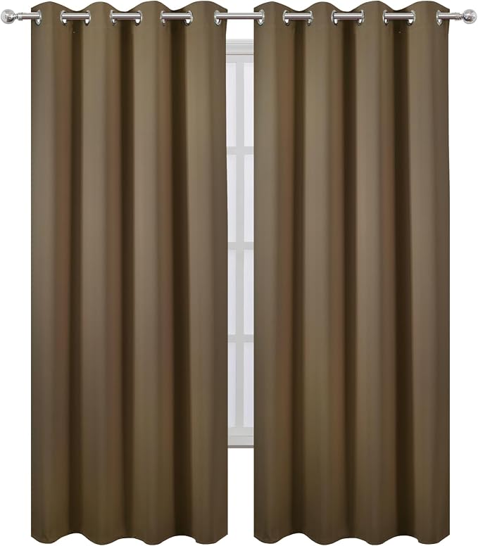 Blackout Curtains 52 x 90 inches Long Brown Curtains Set of 2 Panels Thermal - Image 2