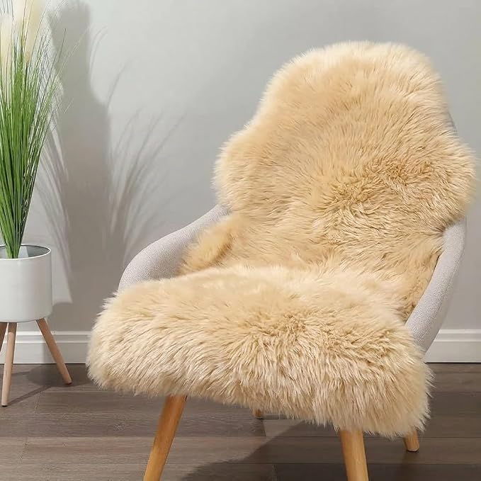 IRIWOOL Premium Genuine Fur Sheepskin Rug Real Australia Sheepskin Natural - Image 4