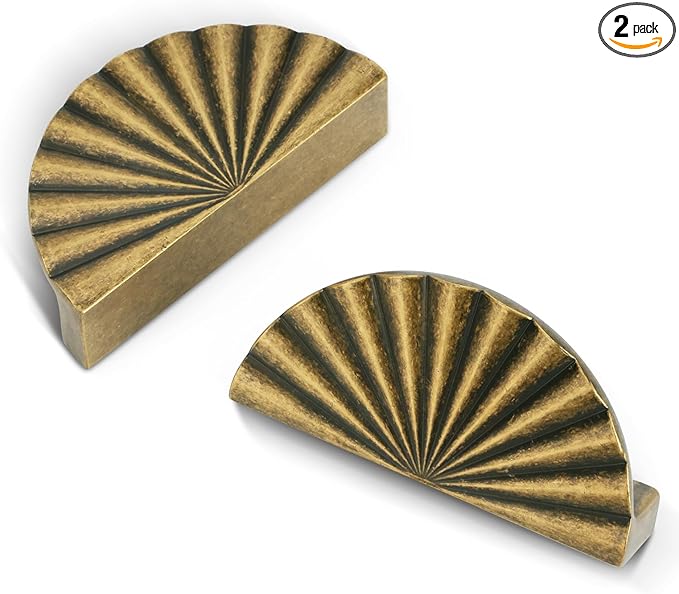 2 Pack 3 Inch (76mm) Antique Brass Cabinet Pulls Cup Flat Drawer Handles Kitchen Cupboard Pull Bathroom Dresser Sunflower Handle Unique Hardware for Furniture Door Wardrobe Hardware TYH-AB-2