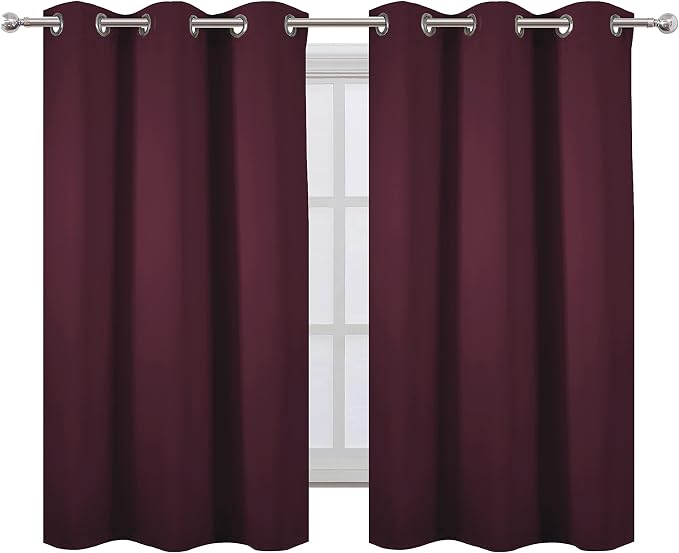 Burgundy Blackout Curtains 38 x 54 Inch Length/Set of 2 Curtain Panels/Thermal - Image 2
