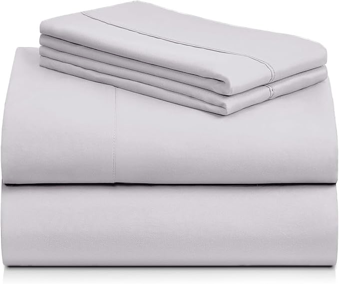 LuxClub 4 PC Sheet Set Bed Sheets Deep Pockets 16" Eco Friendly Wrinkle Free Cooling Machine Washable Hotel Bedding Silky Soft - Dove Gray Full