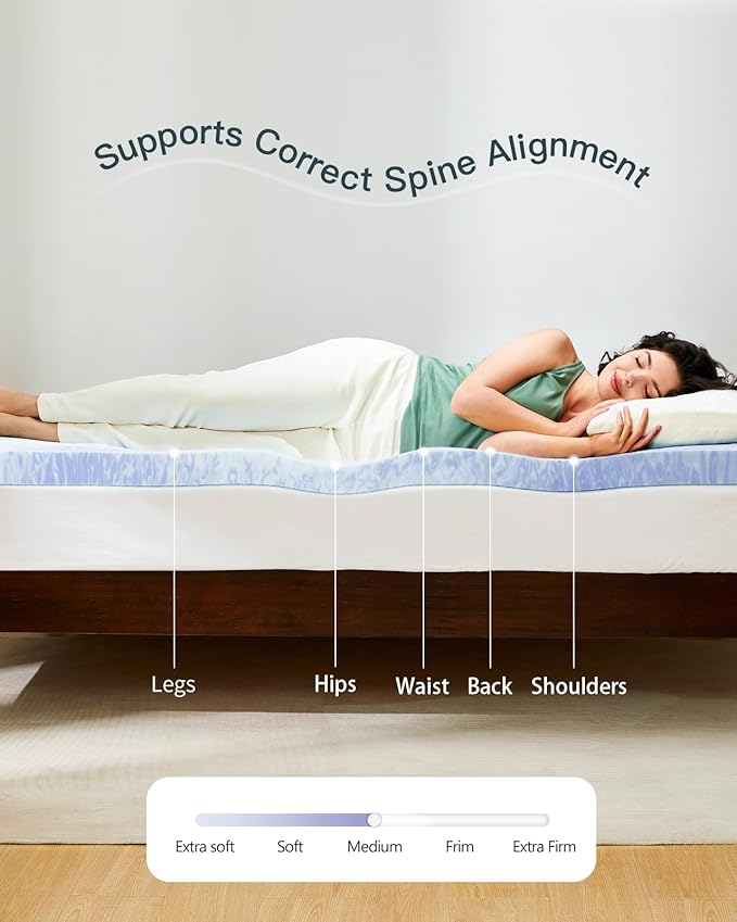 PERLECARE 3 Inch Memory Foam Mattress Topper Full, Cooling Gel Infused Mattress Pad, Ventilated Bed Topper for Pressure Relief Back Pain, CertiPUR-US Certified