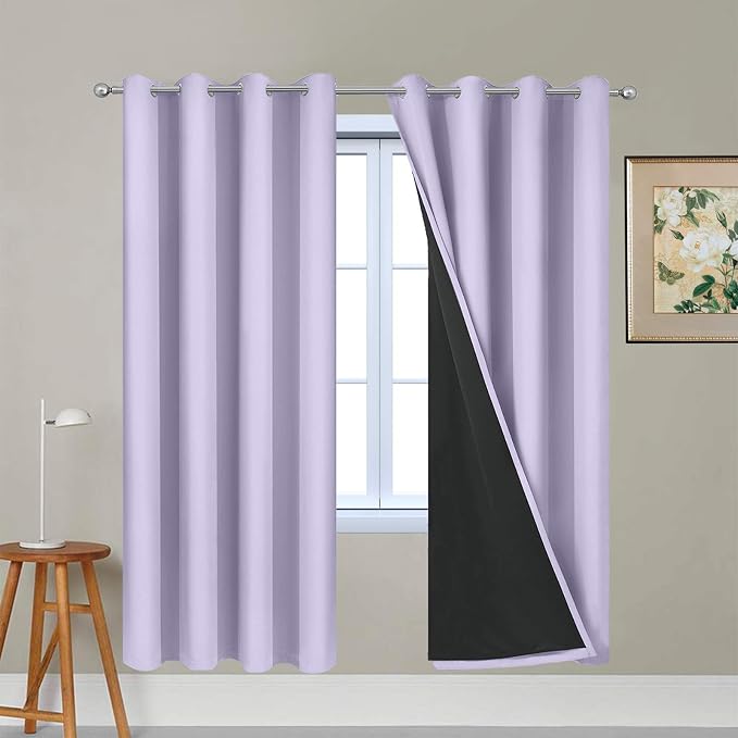 Yakamok Lilac 100% Blackout Curtains 72 Inches Long by Yakamok