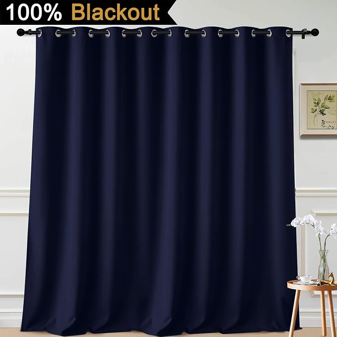 Yakamok Navy Blue Blackout Patio Door Curtain Panels W100 x L108, 1 Panel | - Image 2