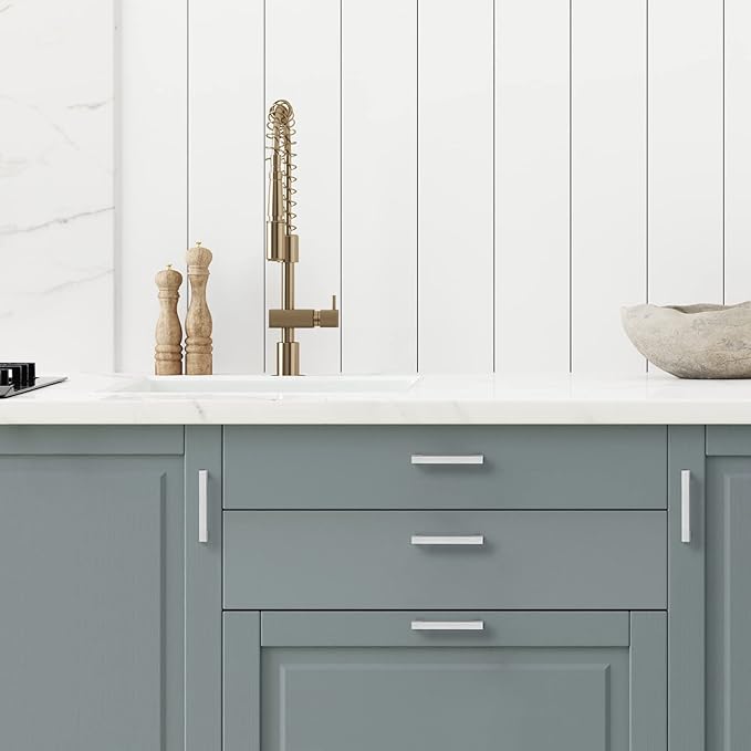 Ravinte 3 Pack Brushed Nickel Kitchen Cabinet Handles 3-1/2 Inch Cabinet Pulls Square Kitchen Hardware for Cabinet Drawer Pulls Drawer Handles Come with Screwdriver