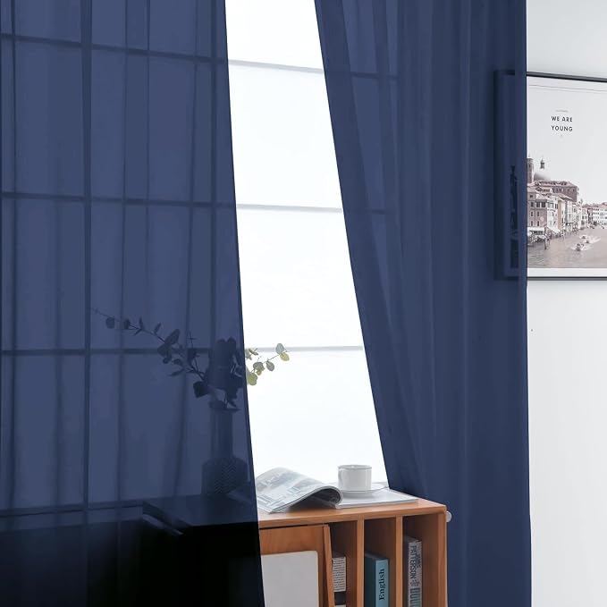 SpaceDresser Sheer Voile Window Treatment Rod Pocket Curtain Panels - Image 3