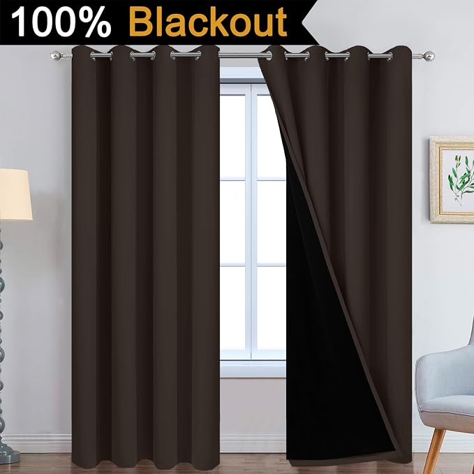 Yakamok Chocolate 100% Blackout Curtains 96 Inches Long 52" Wide 2 Panels | - Image 3