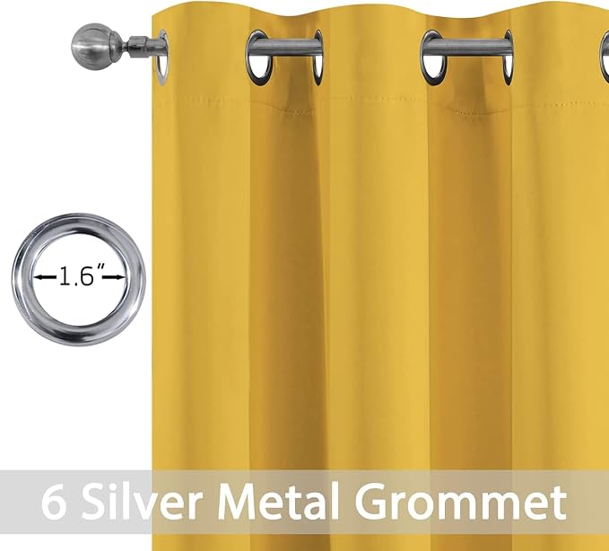Yakamok Room Darkening Curtains 42x84 inch Long Mustard Yellow-Living Room | 2 - Image 2