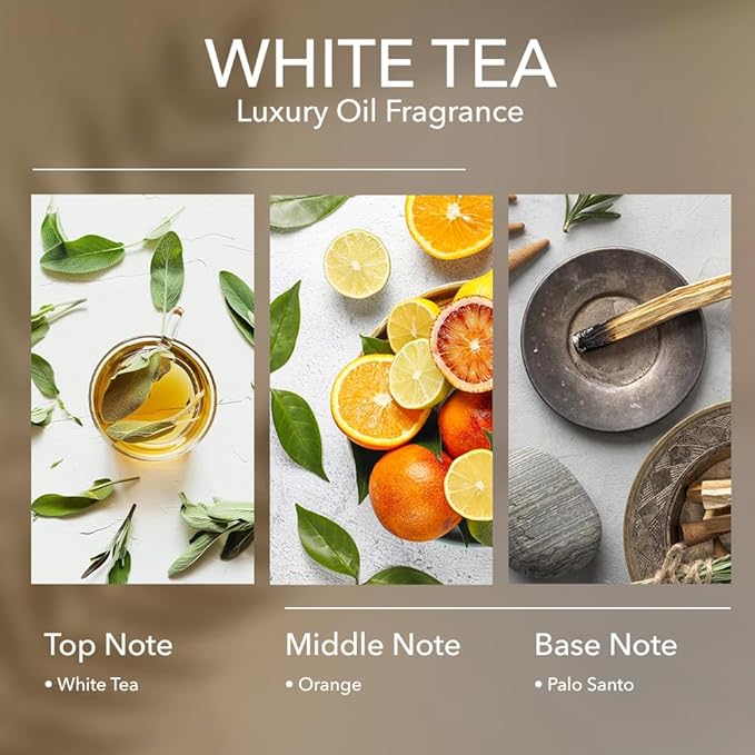 White Tea Diffuser Oil, 16.9 FL Oz, 500 mL, Aroma Essential Oil for Scent Diffusers, Luxury Hotel Scent for Home, Bathroom, Spa & Office, Natural White Tea Fragrance Oil, Orange & Palo Santo.