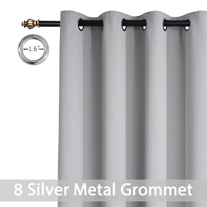 Yakamok Light Grey Room Darkening Curtains 84 inch Sliding Door Drapes | 1 - Image 2