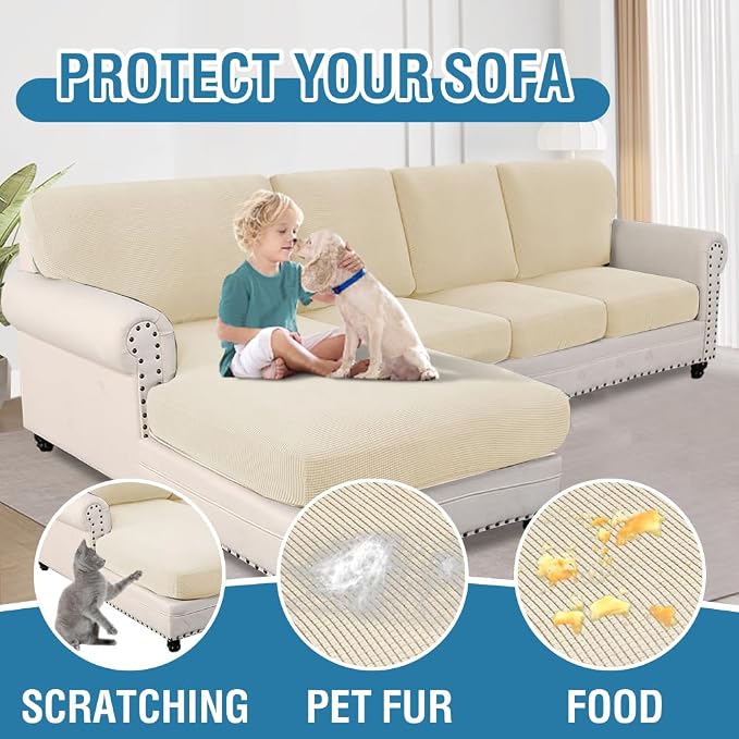 H.VERSAILTEX Sectional Couch Covers 8 Pieces Stretch Sofa Covers - Image 7