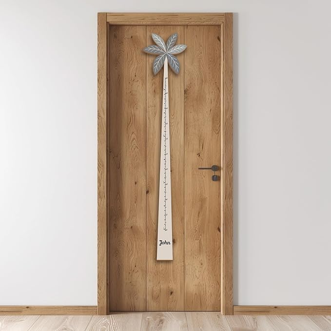 Personalized Growth Chart for Wall, Wooden Height Chart for Kids, Cute Height Measurement for Child/Girls/Boys, Baby and Toddler's Playroom/Kid's Room/Nursery Decor, Coconut Tree