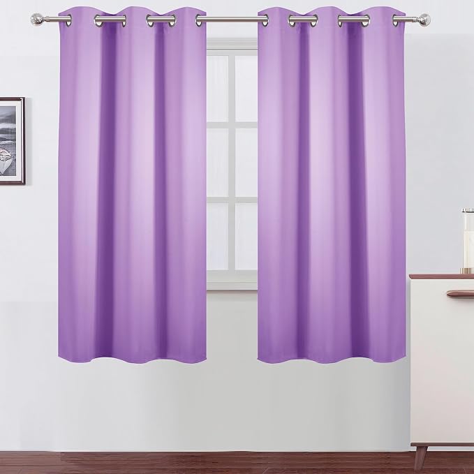 Lavender Blackout Curtains 34 x 63 Inch Length/Set of 2 Curtain Panels/Thermal by Lemomo