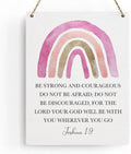 Inspirational Boho Scripture Wall Art Bible Verses Joshua 1:9 Wooden Hanging Sign Prayer Room Decor Religious Gift Christian Wall Decor for Home Office Bedroom Baby Boys Girls Room Nursery 8x10 Inches