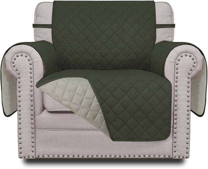 Easy-Going Reversible Couch Cover, Small Chair, Army Green/Beige | Machine by Easy-Going