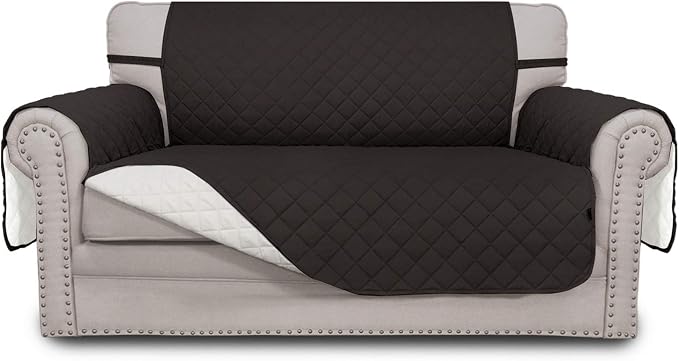 Easy-Going Reversible Couch Cover, 2 Cushion Sofa, Chocolate/Ivory | Loveseat by Easy-Going