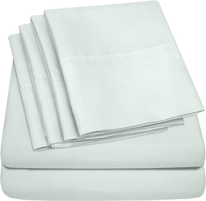 Cal King Size Bed Sheets - 6 Piece 1500 Supreme Collection Fine Brushed Microfiber Deep Pocket California King Sheet Set Bedding - 2 Extra Pillow Cases, Great Value, California King, Mint