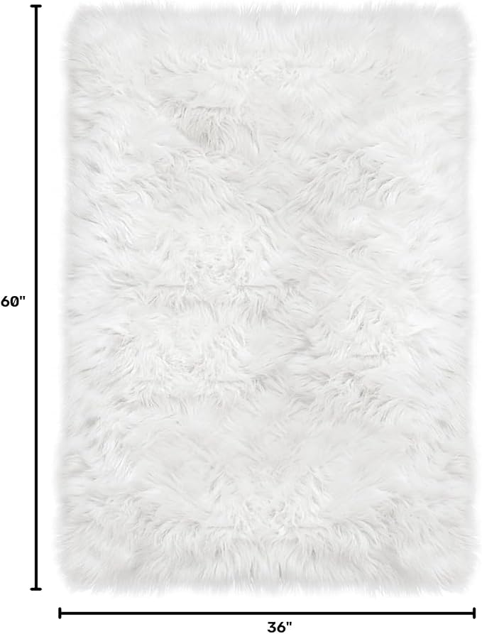 Latepis White Faux Fur Rug 3x5, Faux Sheepskin Rugs - Image 3