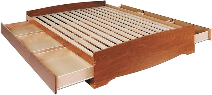 Prepac Mate's Queen 6-Drawer Minimalist Platform Storage Bed, Contemporary Queen Bed with Drawers 81.5" L x 63" W x 18.75" H, Black, BBQ-6200-3K