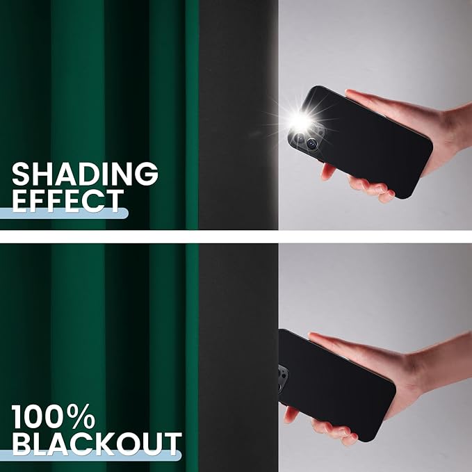 SimpleHome Dark Green 100% Blackout Curtains Room Darkening Living Room 84 | - Image 4
