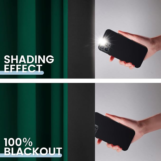 SimpleHome Dark Green 100% Blackout Curtains Room Darkening Living Room 36 | - Image 4