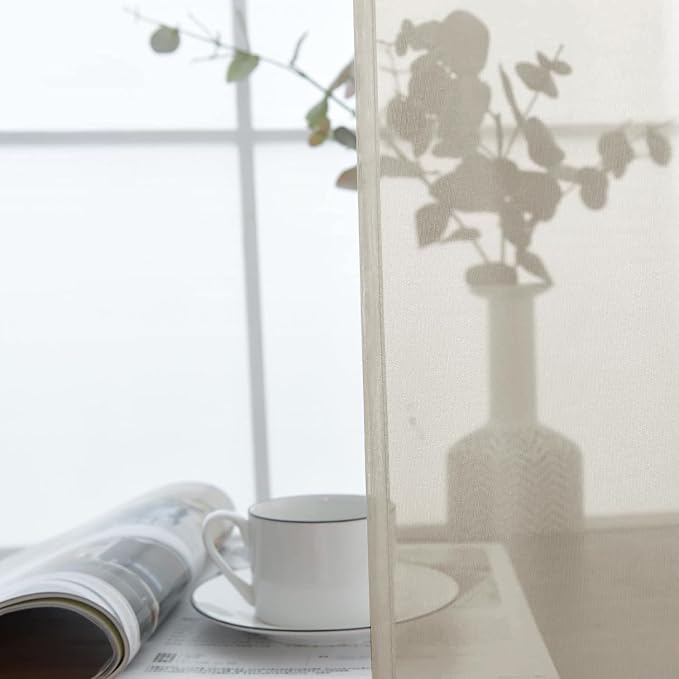 SpaceDresser Basic Rod Pocket Sheer Voile Window Curtain Panels Ancient Grey 1 - Image 4