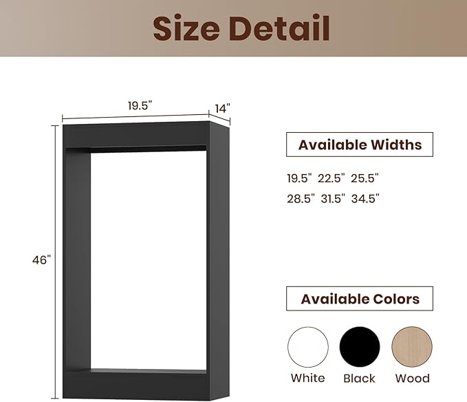 ROOMTEC 19.5" Double Hanging Closet Unit, Modular Closet System with Hanging Rod, Wardrobe Organizer for Bedroom or Walk-in Closet, Wall Mounted, Customizable Clothes Storage Unit, Black