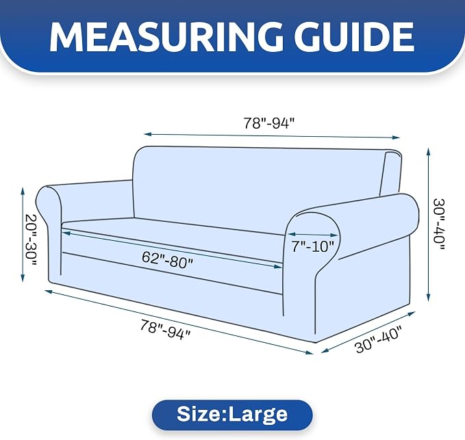 Stretch Couch Covers for Sofa, 3 Cushion Couch Slipcover, Peacock Blue - Image 4
