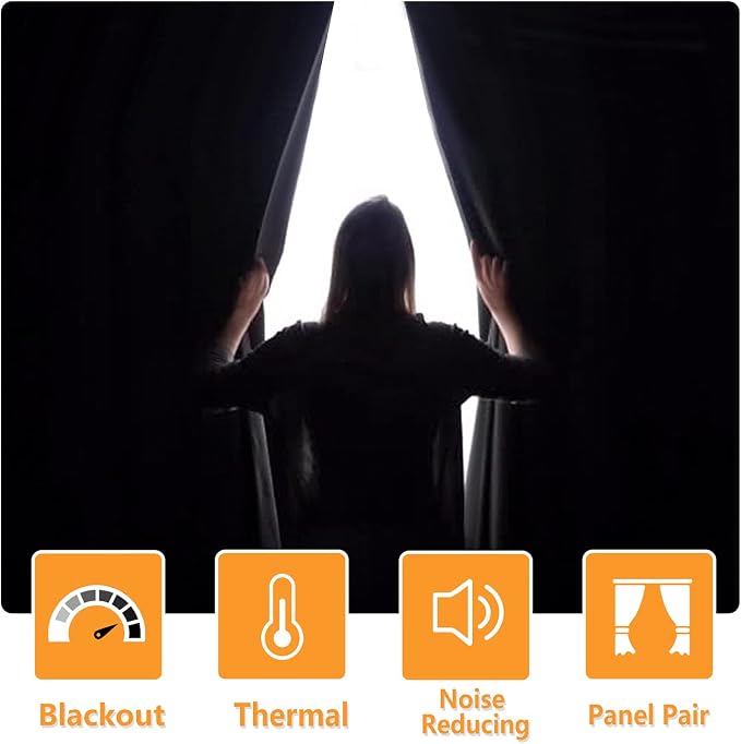 Blackout Curtains for Bedroom, 60 x 63 Inches Length, Window Curtains for - Image 2
