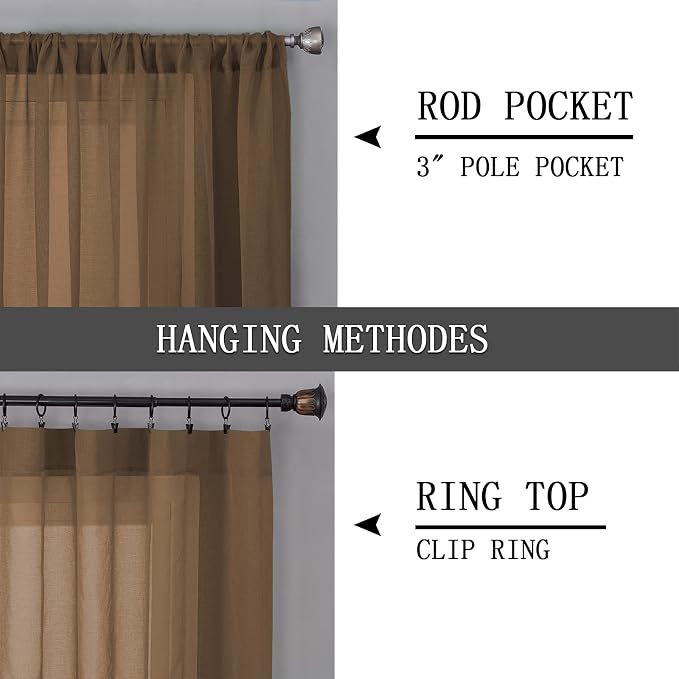 Tollpiz Sheer Tier Curtains Kitchen Linen Textured Half Curtain Sheers Light - Image 5