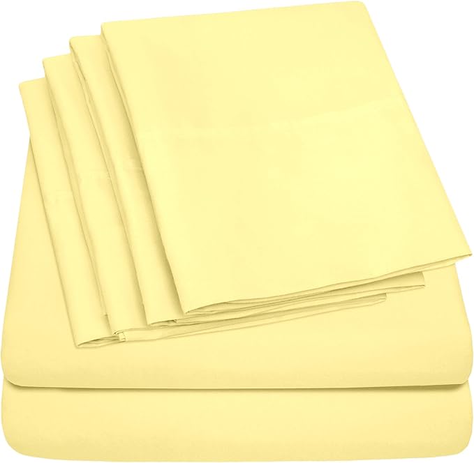Cal King Size Bed Sheets - 6 Piece 1500 Supreme Collection Fine Brushed Microfiber Deep Pocket California King Sheet Set Bedding - 2 Extra Pillow Cases, Great Value, California King, Pale Yellow