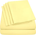 RV Queen Sheets Pale Yellow - 6 Piece 1500 Supreme Collection Fine Brushed Microfiber Deep Pocket Queen Sheet Set Bedding - 2 Extra Pillow Cases, Great Value, RV Short Queen, Pale Yellow