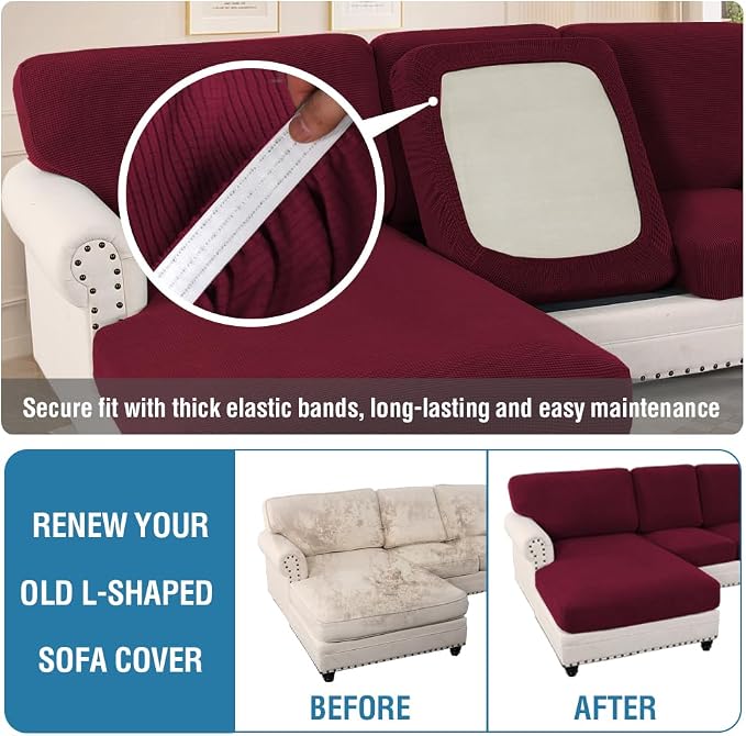 H.VERSAILTEX Sectional Couch Covers 8 Pieces Stretch Sofa Covers - Image 6