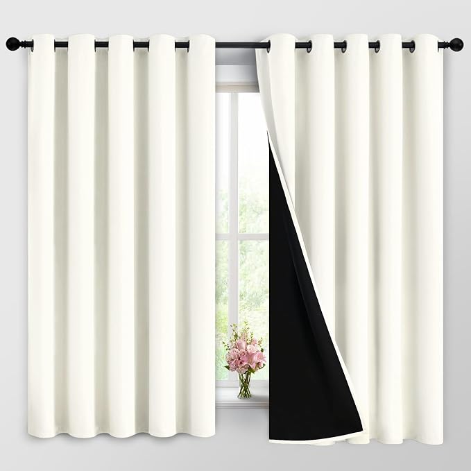 Yakamok Cream 100% Blackout Curtains 63 Inches Long by Yakamok