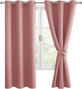 Room Darkening Curtains for Bedroom 2 Panels Dusty Rose 38x63 Inch | Thermal by Hiasan