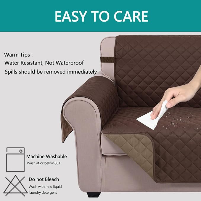 U-NICE HOME Reversible Recliner Chair Covers, Chocolate/Taupe | 28''Recliner - Image 5