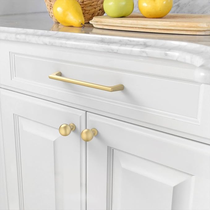 Amerdeco 30 Pack Brushed Gold Cabinet Pulls 5 Inch(128MM) Hole Centers Kitchen Cabinet Handles Hardware Kitchen Handles for Cabinets Cupboard Handles Drawer Pulls ZH0041