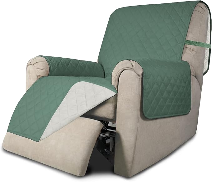 Easy-Going Reversible Couch Cover, Recliner 22 in, Cyan/Ivory | Machine by Easy-Going