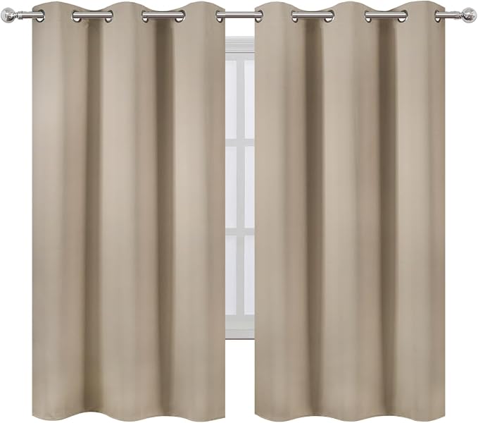 Blackout Curtains 42 x 63 inch/Khaki Curtains Set of 2 Panels/Thermal Insulated - Image 2