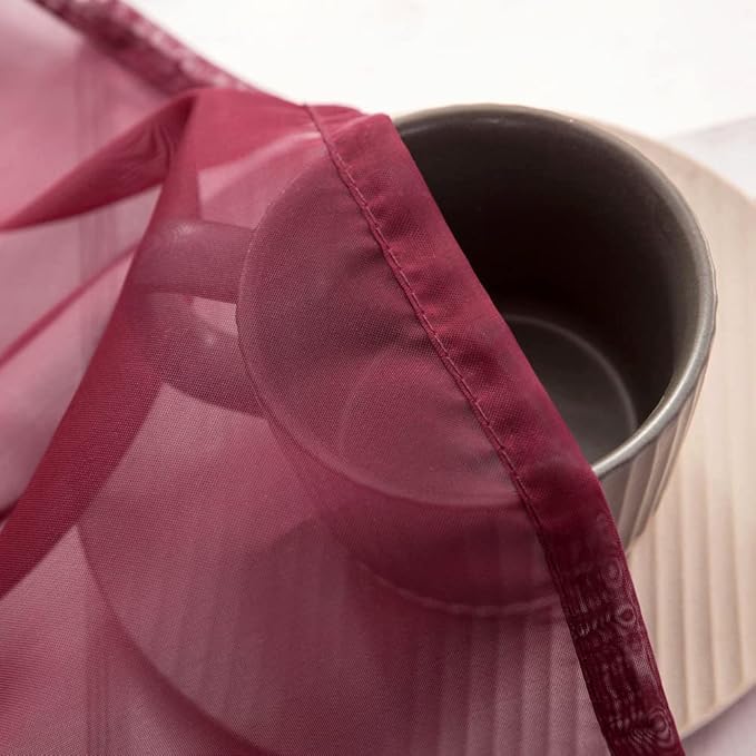 MIULEE Christmas Sheer Window Scarf Valance Extra Long Topper Window Treatment Elegant Curtain Scarves Luxury Swag Curtain Drapes for Wedding Arch Ceremony Canopy Bed, 37 x 216 One Panel, Maroon Red