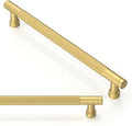 10 Pack Brushed Gold Knurled Cabinet Pulls 7.5 Inch(192mm) Kitchen Cabinet Handles Solid Zinc Alloy Cabinet Hardware Drawer Pulls