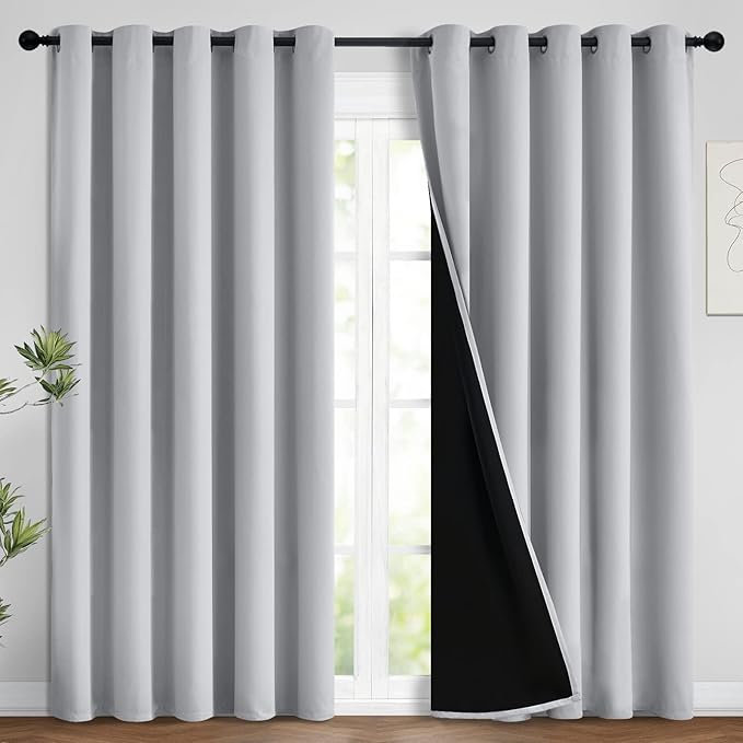 Yakamok Light Grey 100% Blackout Curtains 96 Inches Long 62" Wide 2 Panel | by Yakamok