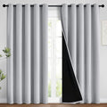 Yakamok Light Grey 100% Blackout Curtains 96 Inches Long 62" Wide 2 Panel | by Yakamok