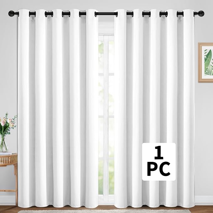 Yakamok Pure White Room Darkening Curtains 84 inch Sliding Door Drapes | 1 - Image 2